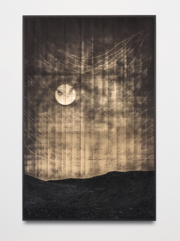 Teresita Fernández Dark Earth (Snow Moon), 2021 Solid charcoal and mixed media on chromed panel 73 1/2 x 47 1/2 x 3 inches 186.7 x 120.7 x 7.6 cm
