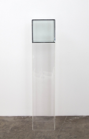 ALT="Larry Bell, Untitled, 1968, Glass cube with metal seams"