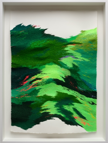 Jessie Henson  I Offer You this Jungle IV, 2021  Polyester and rayon thread on paper  Framed Dimensions:  35 1/8 x 26 inches  89.2 x 66 cm
