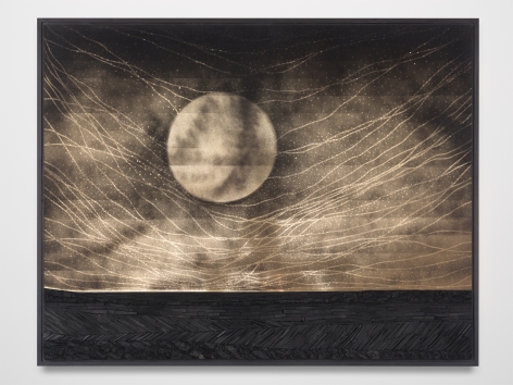 Teresita Fernández Dark Earth (Full Moon), 2021 Solid charcoal and mixed media on chromed panel 37 1/2 x 47 1/2 x 3 inches 95.3 x 120.7 x 7.6 cm